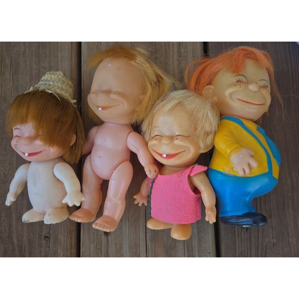 Vintage Evergreen , Shiba , Doll Lot  Of 4 Freckle Funny Face Smiling Red Hair